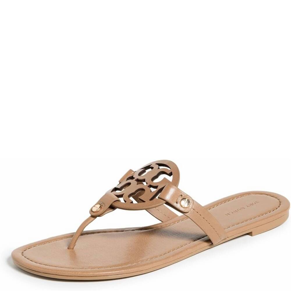 Tory Burch Tan Miller Logo Thong Sandals